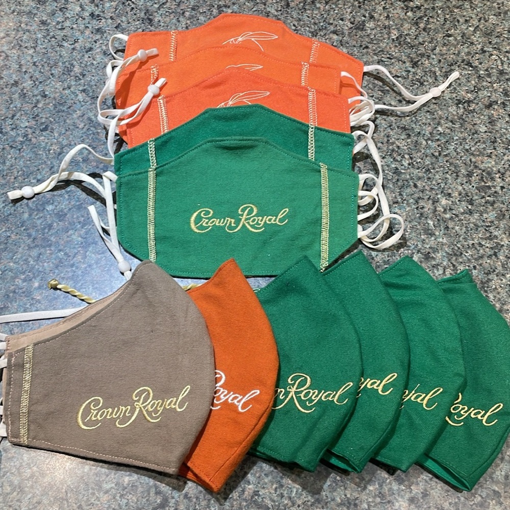 Crown Royal lot of 11 separate face masks made from cocktail bags many colors